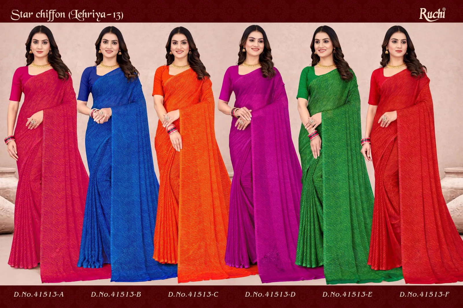 Star Chiffon Lehriya Vol 13 By Ruchi Chiffon Saree Orders In India